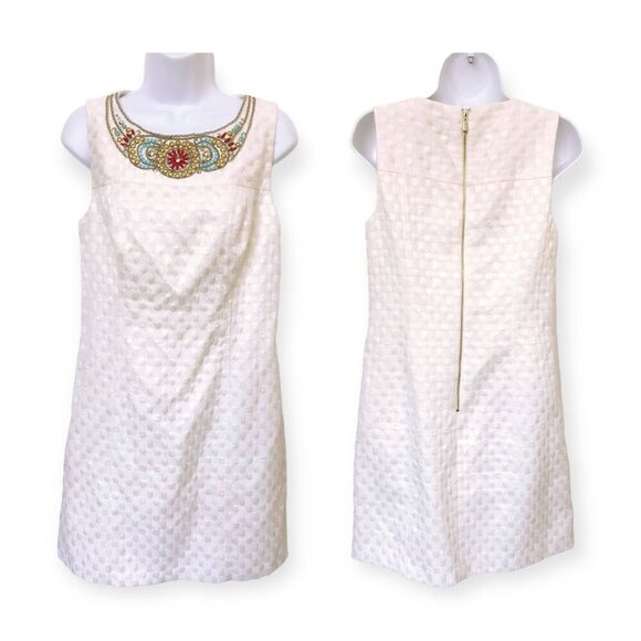 Laundry by Shelli Segal White Jeweled Sheath Dress - Picture 9 of 9